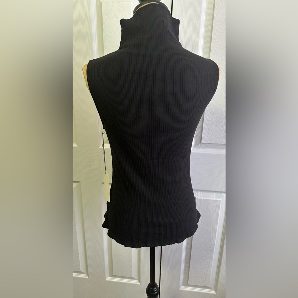 nine britton Black Sleeveless Ribbed Mock Neck Tank - Picture 3 of 5